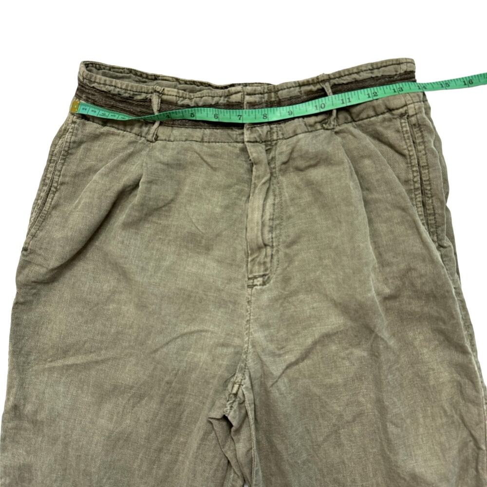 C&C CALIFORNIA Sage Green Linen Lyocell Wide Leg Crop Pants Size 6 Flap Pocket - Picture 6 of 8